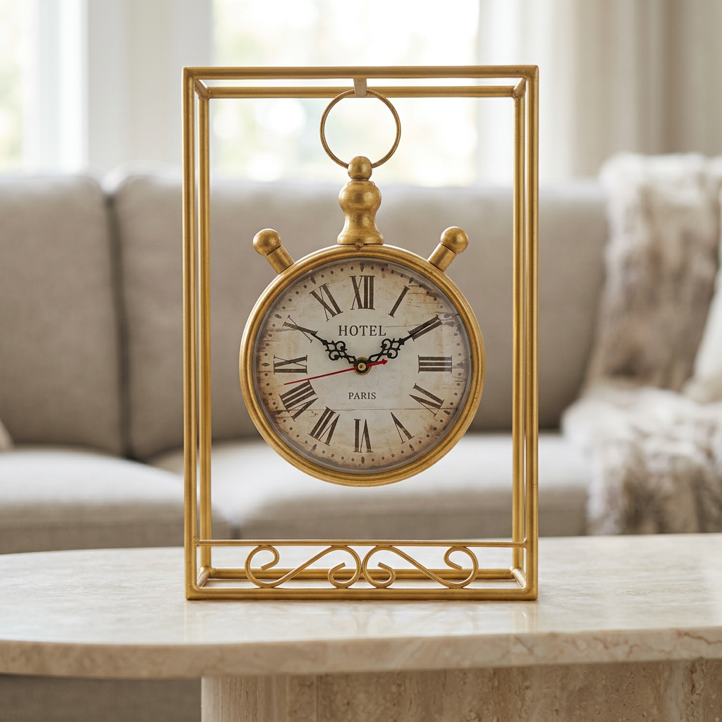Gold Frame Hanging Table Clock with Roman Numerals | Happy Gift