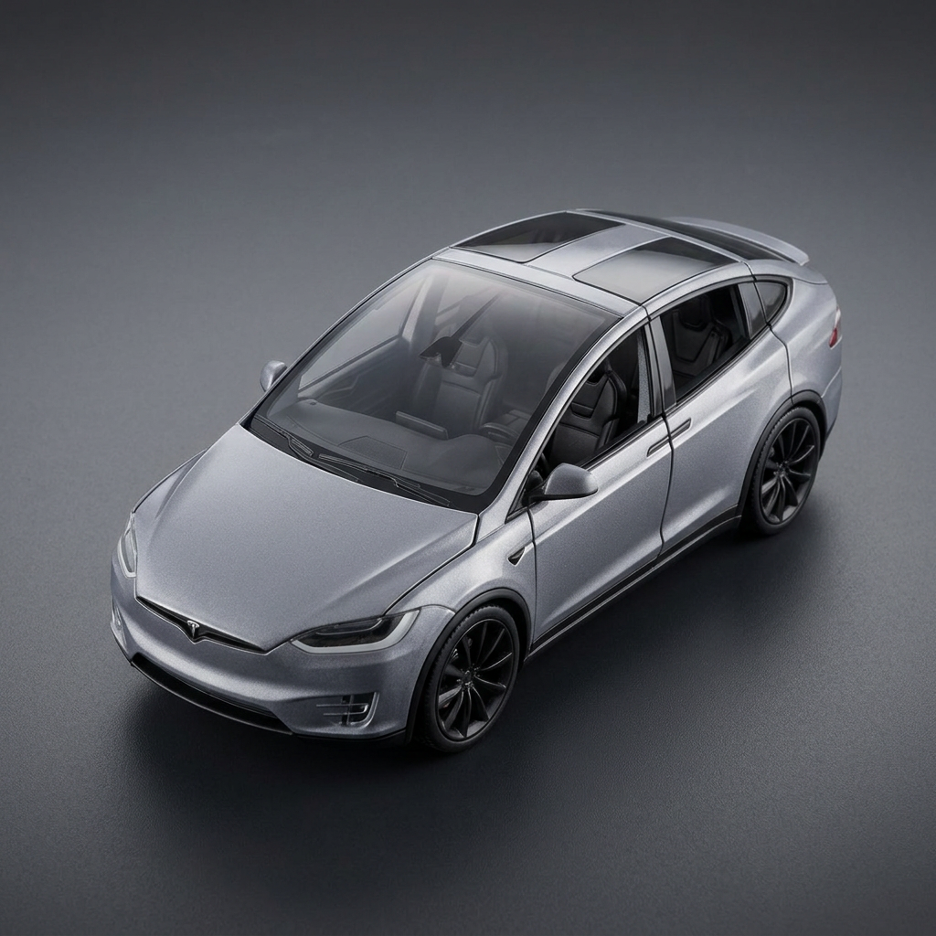 Tesla Model X Grey Die-Cast Car Model | Happy Gift