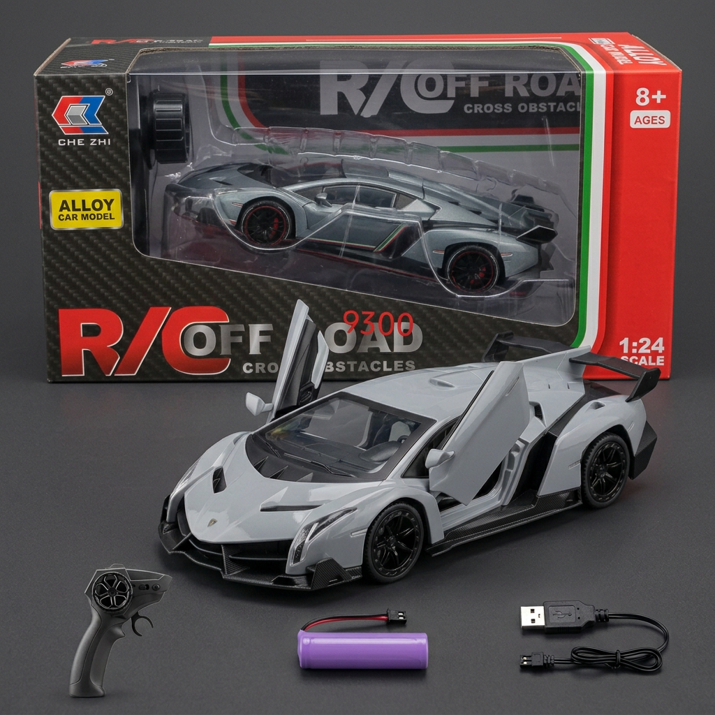 Lamborghini Veneno-Style Remote Control Car – Light Grey | Happy Gift