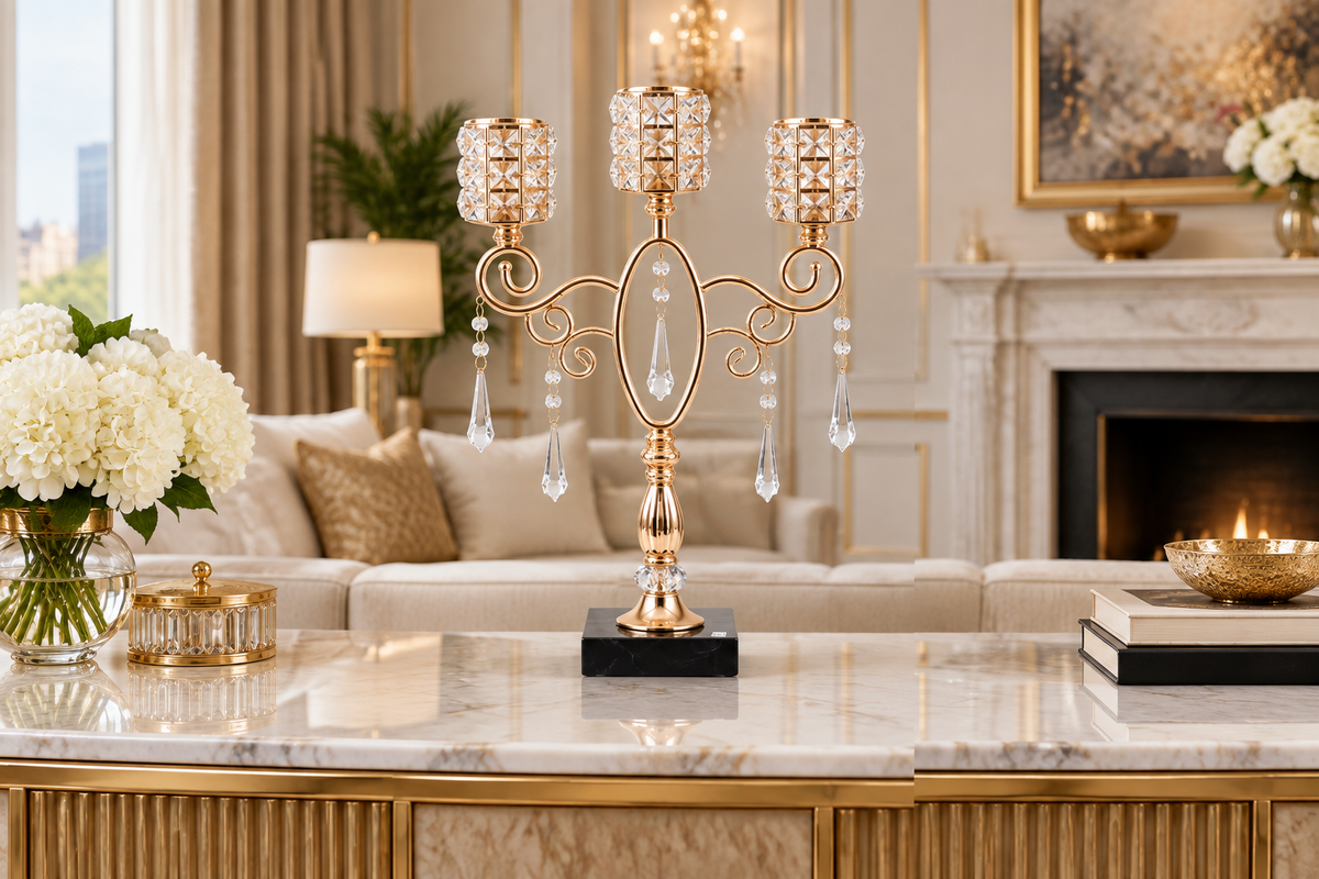 Candelabra on marble console
