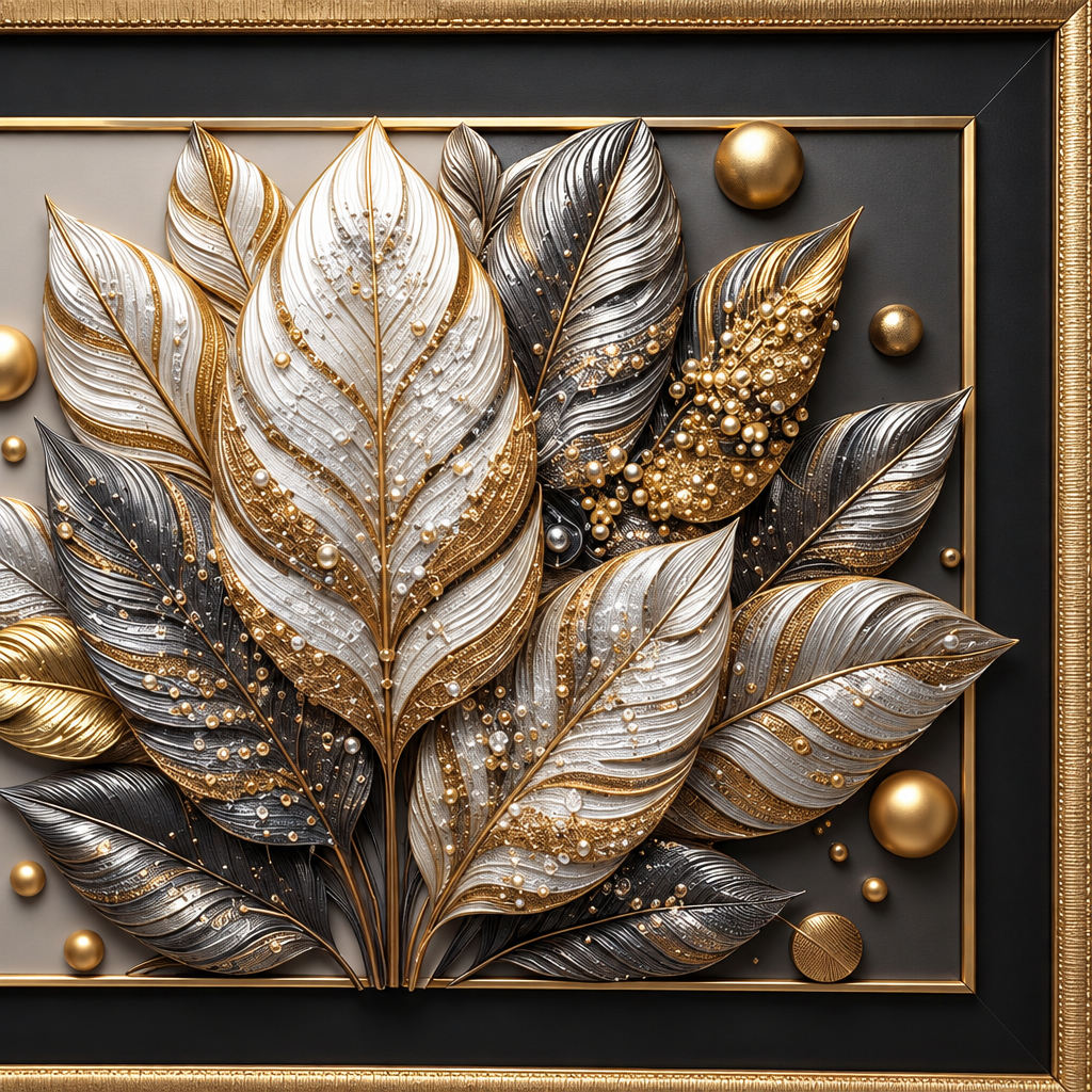 Opulent Feathers metallic-looking detail