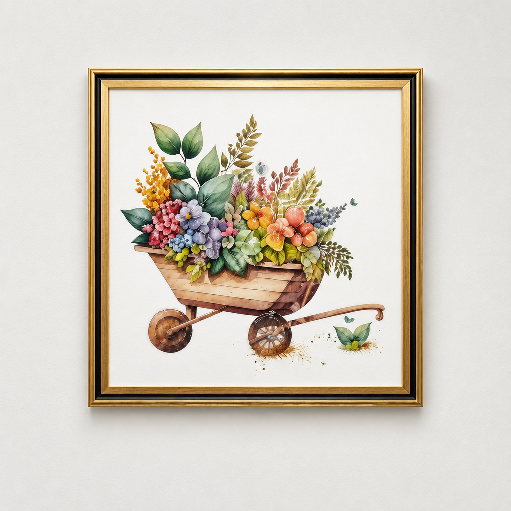 Blooms in a Barrow framed watercolor art front view