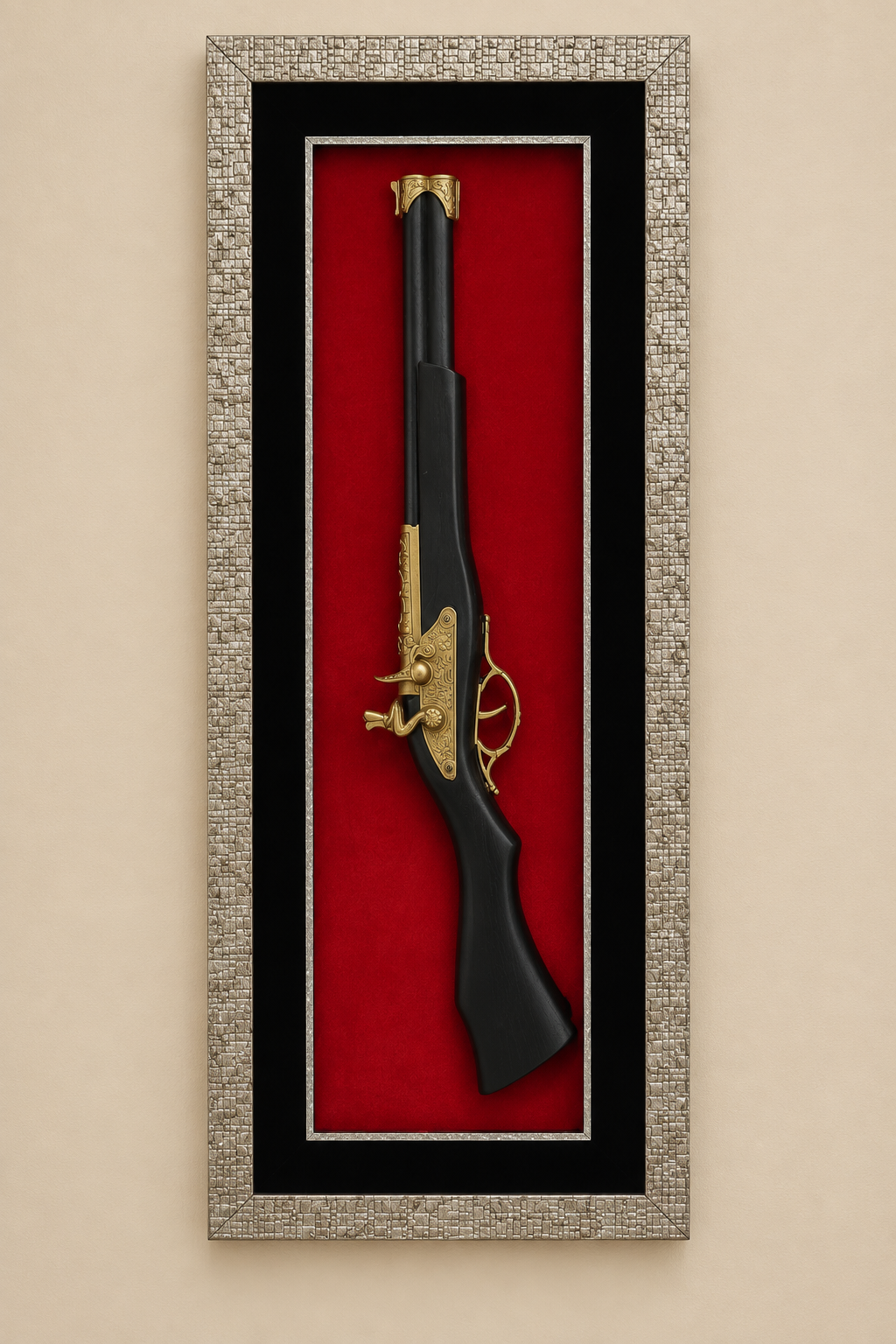 Vintage rifle framed wall art front view
