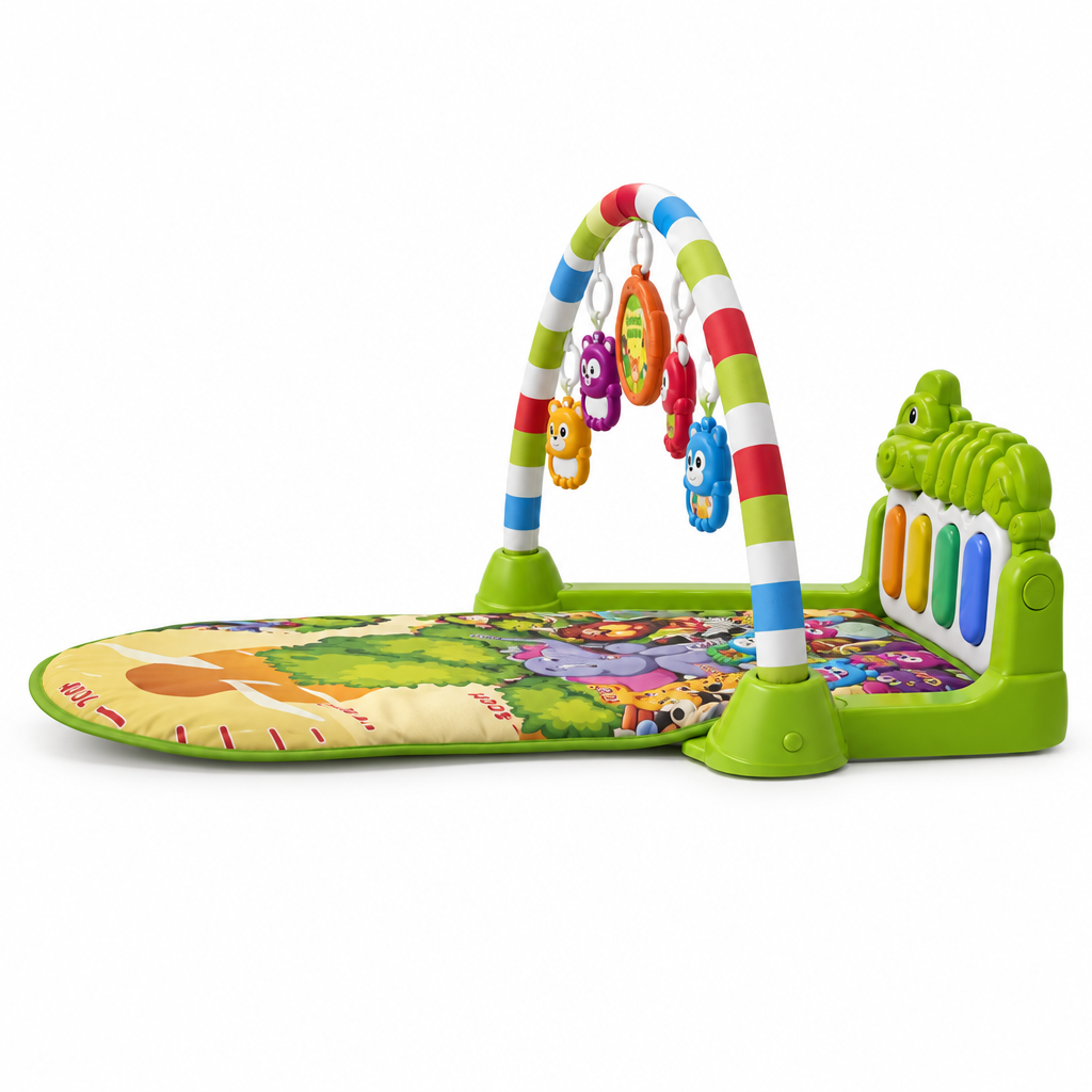 Baby fitness piano play gym, side view