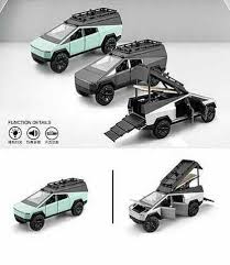 1:24 cybertruck Camping RV car Model Toys, Pickup Trailer Toy Pickup Truck Model with Sound