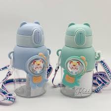 Cute Cartoon Animal Kids Water Bottle with Straw – Mint Green