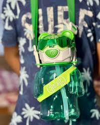 Robot Warrior-Themed Kids Water Bottle – Green Transparent