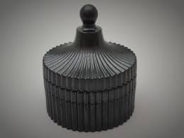 Black Ribbed Glass Jar with Lid – Decorative Storage Container