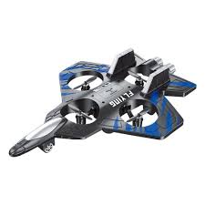 Thunder Charge VTOL RC Flying Fighter Drone – 2.4GHz Remote Control, LED Lights (Blue)
