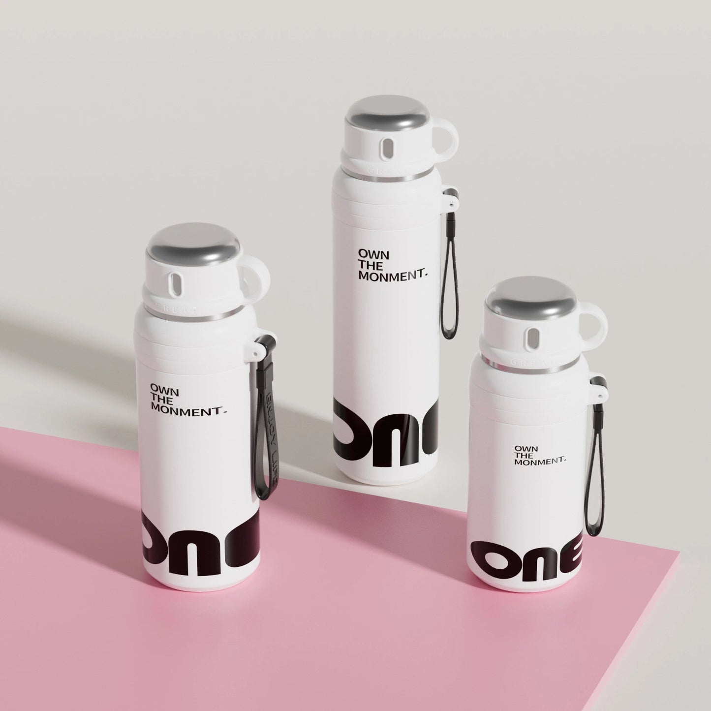 "ONE" Matte Black Motivational Water Bottle