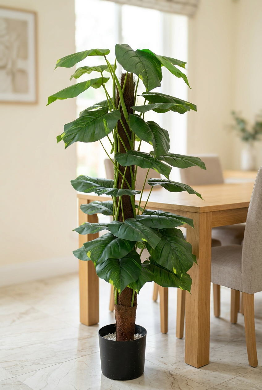 Leafy Decorative Plant in Black Pebble Planter | Happy Gift