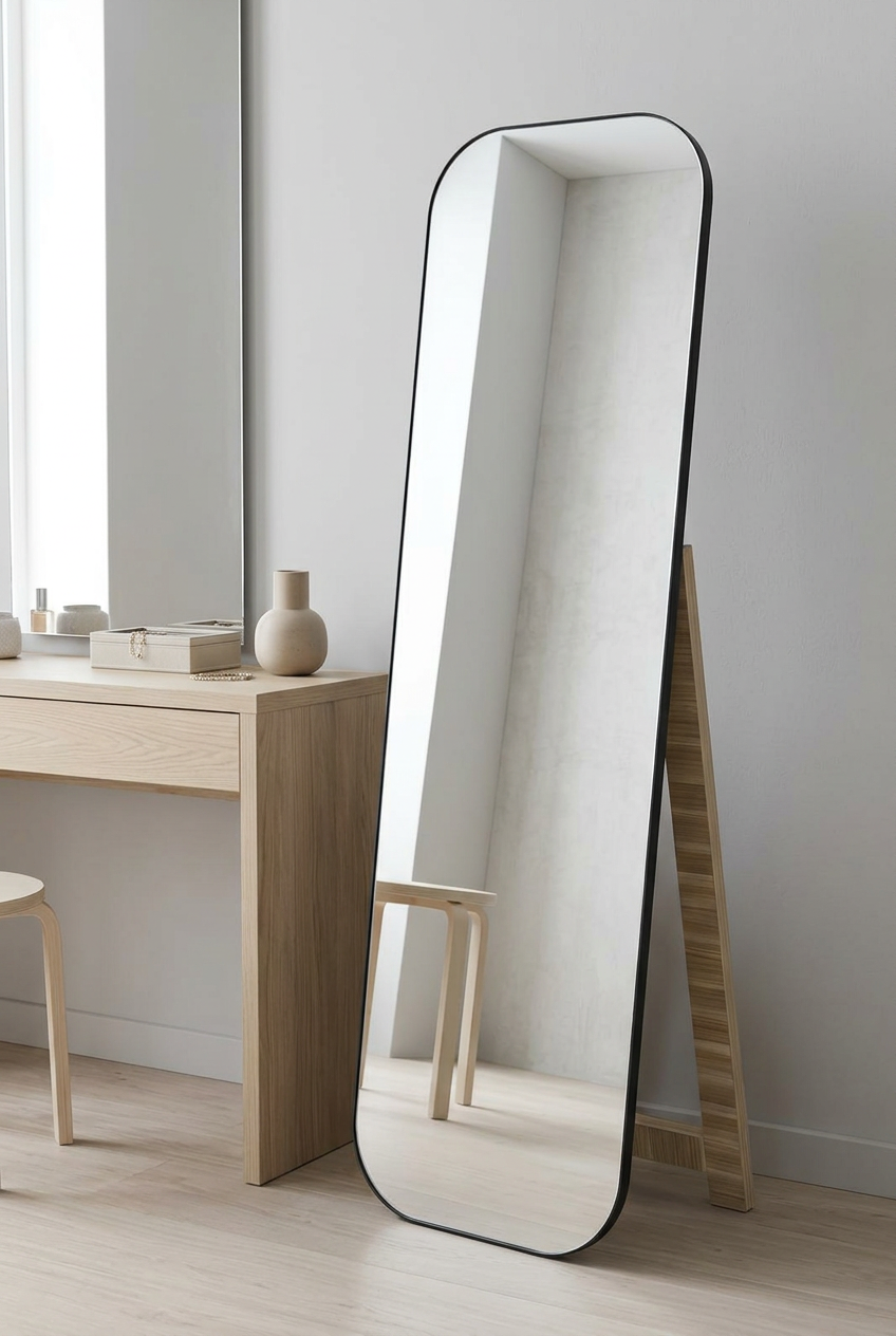 Rounded Rectangle Full-Length Freestanding Mirror – Happy Gift Length 5.5 Foot Width 19 Inches