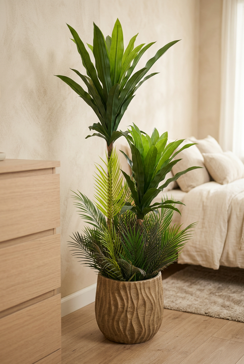 Mixed-Leaf Decorative Plant in Tan Planter | Happy Gift