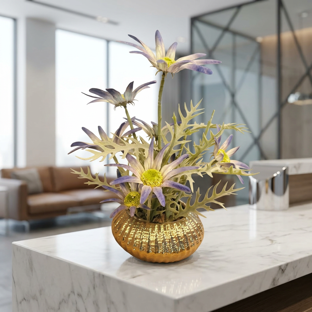 Lavender Artificial Flower Arrangement in Gold Vase | Happy Gift