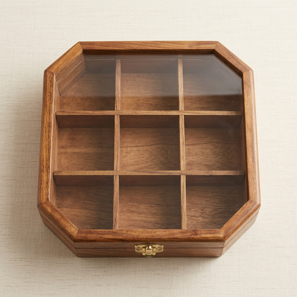 Wooden Kitchen Organizer Box with Glass Lid | Happy Gift