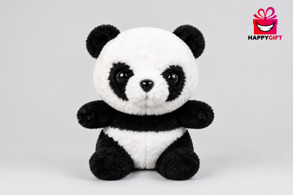 20CM Black and White Panda Plush Toy, Cute Gift for All Ages | Happy Gift