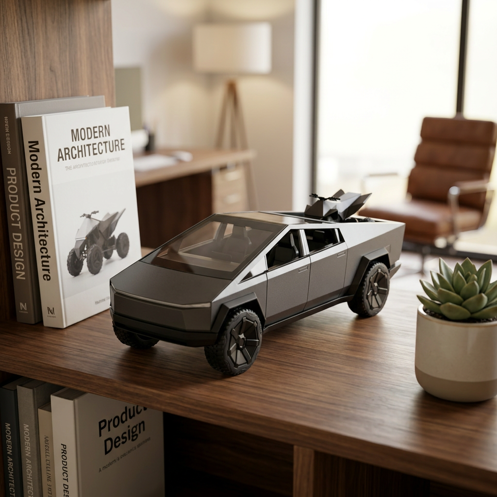 Tesla Cybertruck Gunmetal Die-Cast Pickup Model | Happy Gift