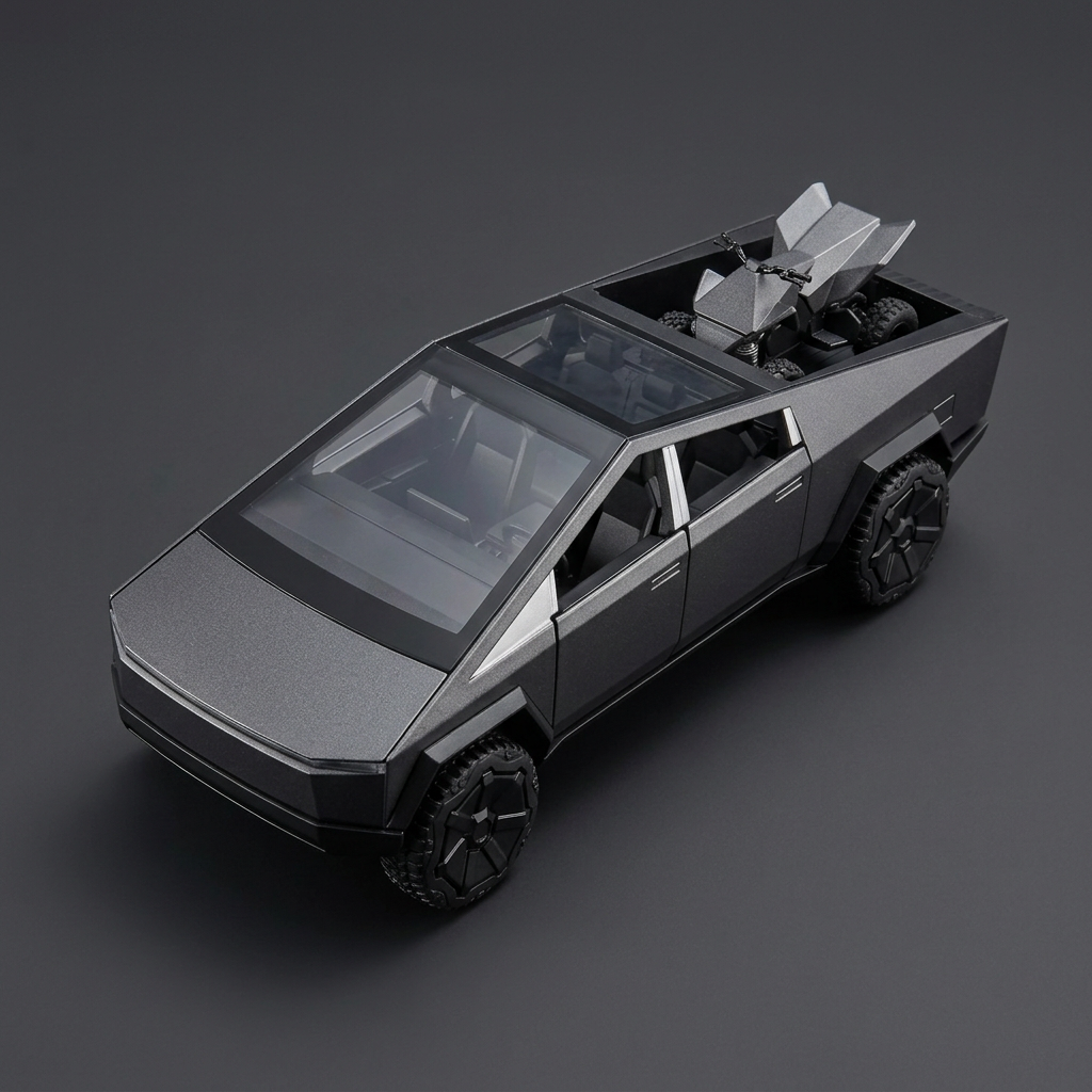 Tesla Cybertruck Gunmetal Die-Cast Pickup Model | Happy Gift