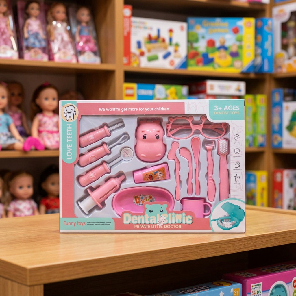 Kids Dentist Playset with Accessories – Pink | Happy Gift