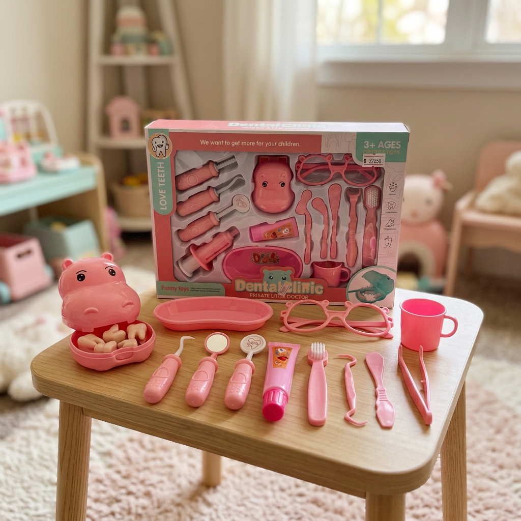 Kids Dentist Playset with Accessories – Pink | Happy Gift