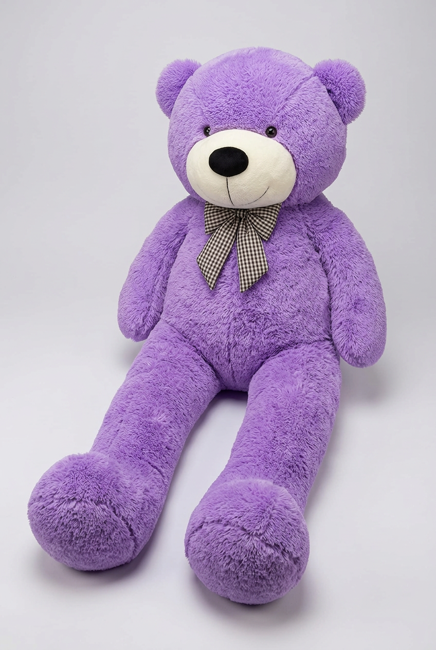 137 CM Purple Teddy Bear with Bow Tie – Plush Soft Toy | Happy Gift