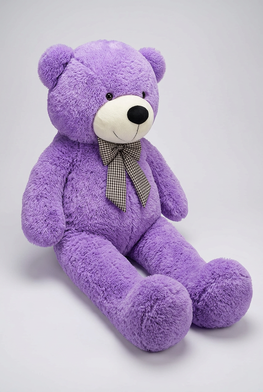 137 CM Purple Teddy Bear with Bow Tie – Plush Soft Toy | Happy Gift