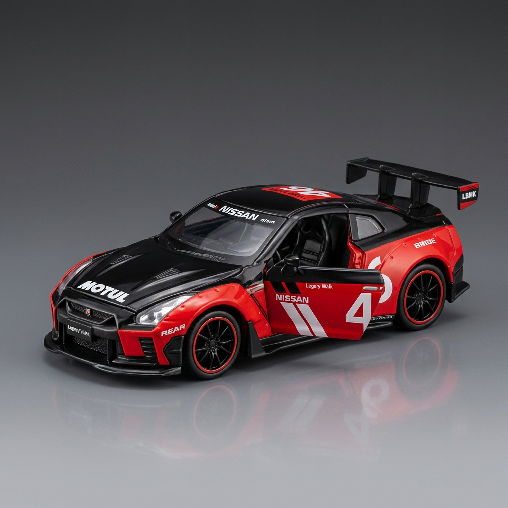 Nissan GT-R Racing Model Car Black & Red | Happy Gift