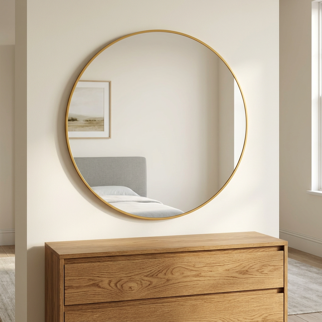 Round Gold Frame Decorative Mirror – Happy Gift Length Width 3.5 Foot