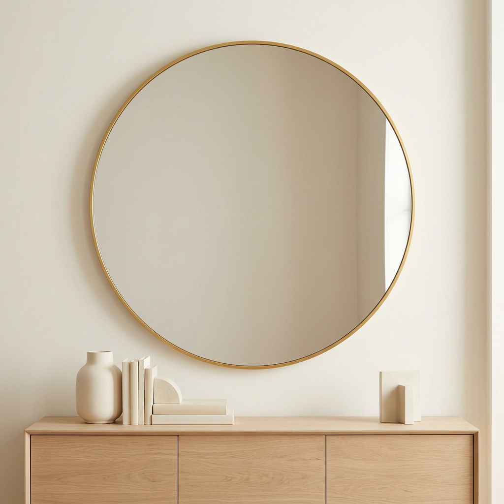 Round Gold Frame Decorative Mirror – Happy Gift Length Width 3.5 Foot