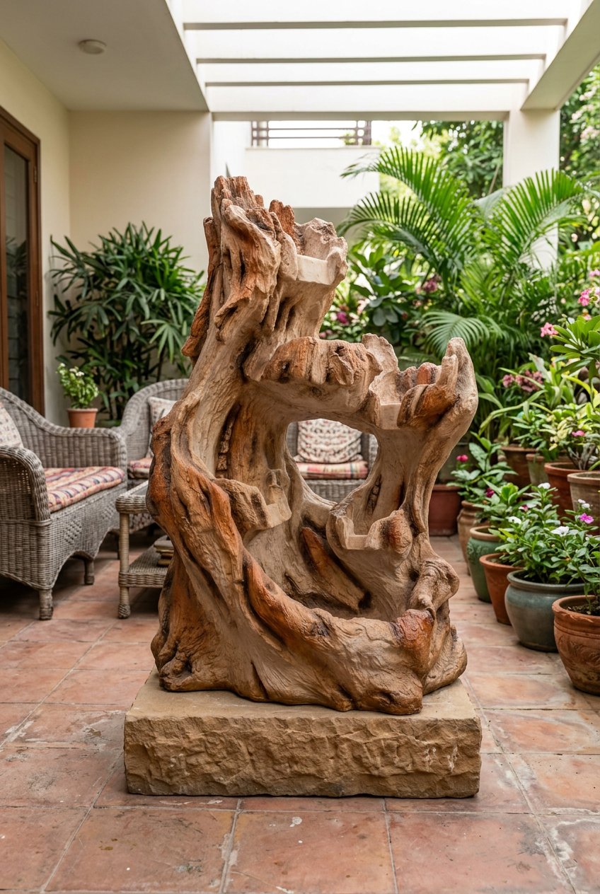Rustic Tree Root-Style Water Fountain for Home Décor | Happy Gift