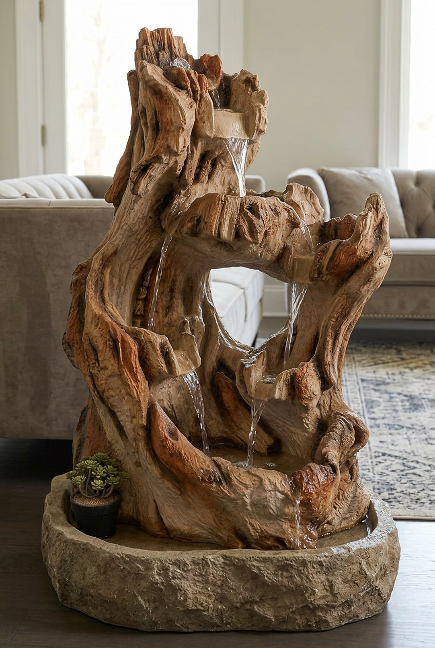 Rustic Tree Root-Style Water Fountain for Home Décor | Happy Gift