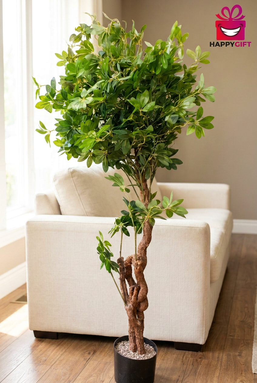 Twisted-Trunk Decorative Tree in Black Pot | Happy Gift