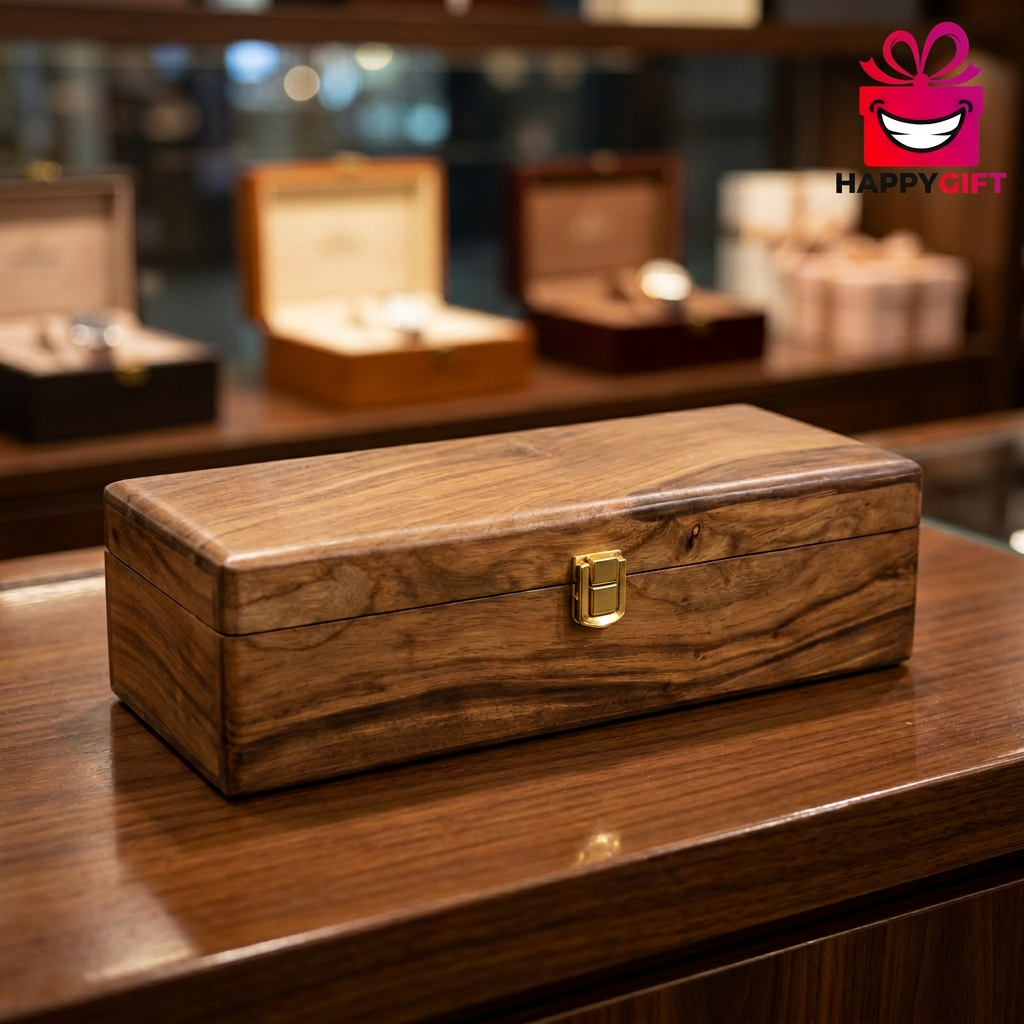 Wooden Watch Box with 5 Slots & Red Lining | Happy Gift