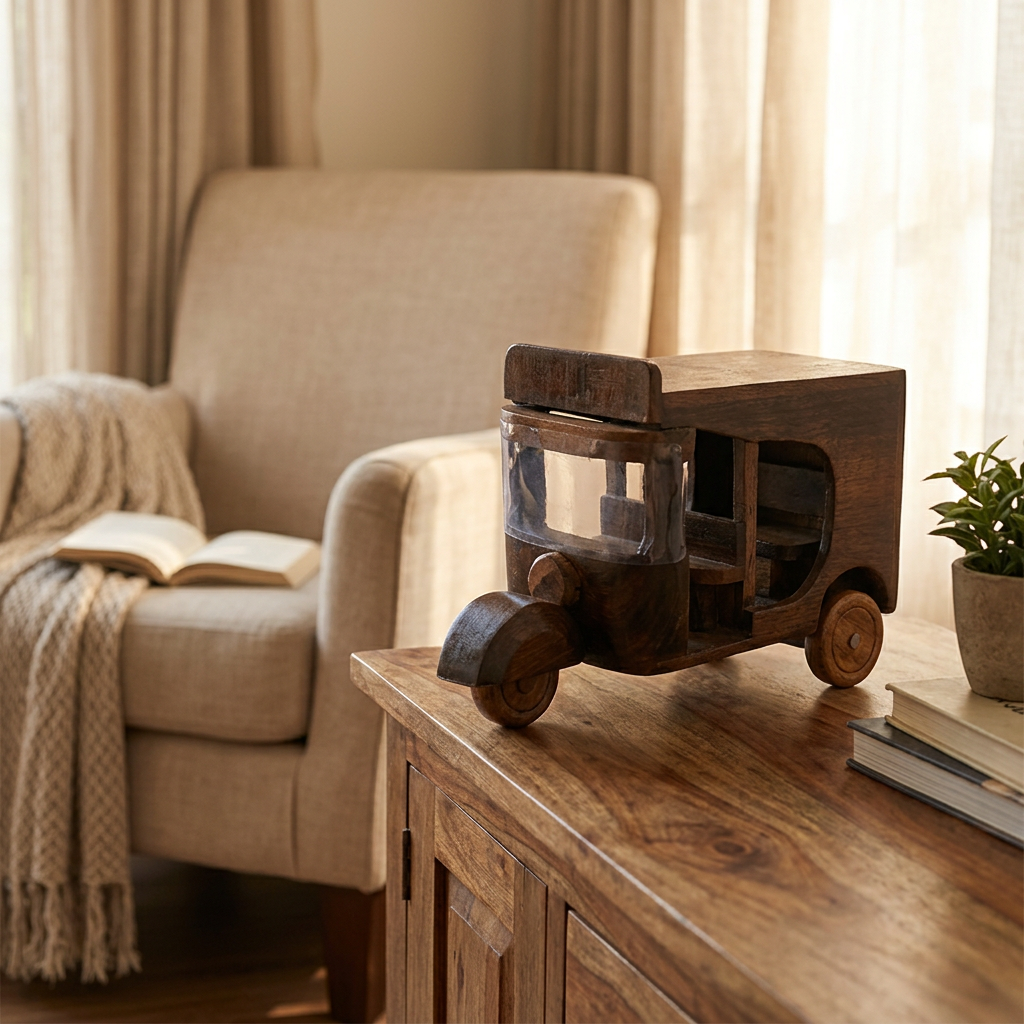 Wooden Rickshaw Model for Home & Office Décor | Happy Gift