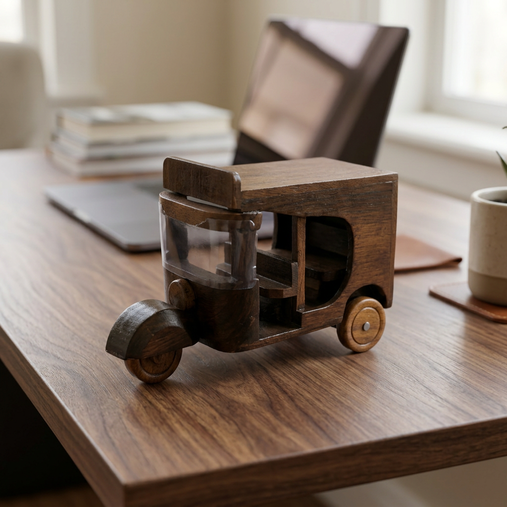 Wooden Rickshaw Model for Home & Office Décor | Happy Gift