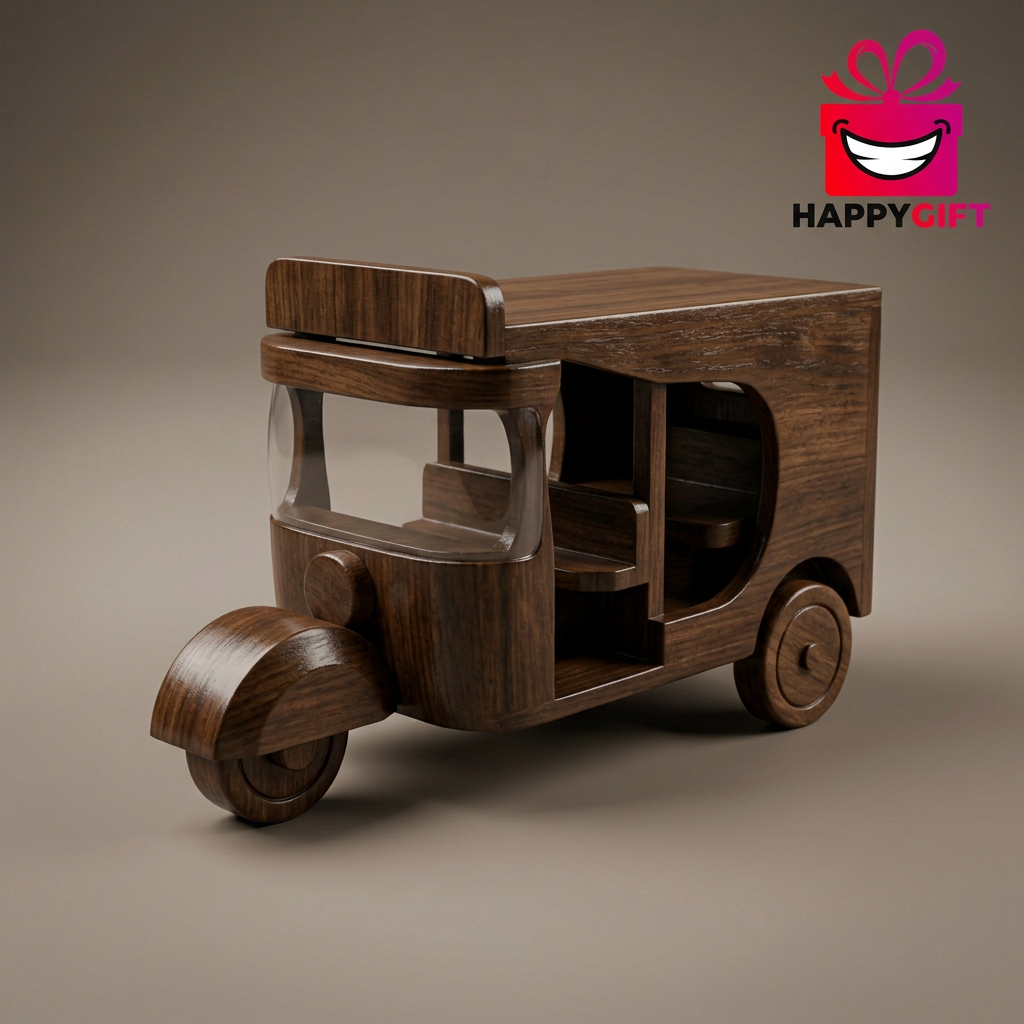 Wooden Rickshaw Model for Home & Office Décor | Happy Gift
