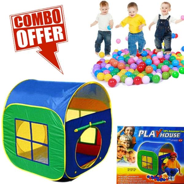 Kids Playhouse Tent with 50 Colorful Balls – Combo Offer