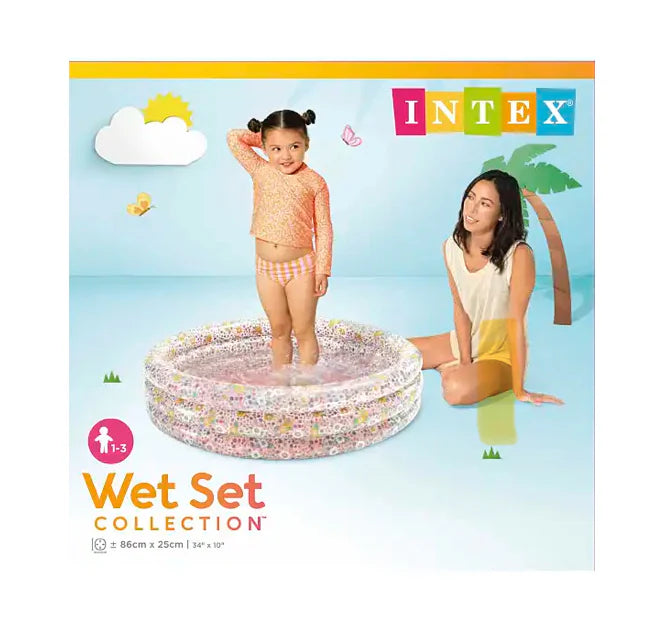 Intex Wet Set Collection Floral Print Inflatable Baby Pool (34" x 10")