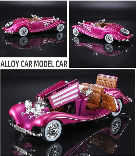 1:24 Vintage Die-Cast Luxury Model Car – Premium Alloy Collectible Toy Vehicle with Sound, Lights, & Opening Doors for Kids and Collectors