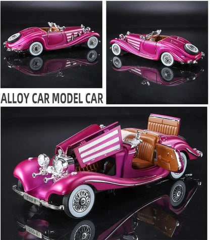 1:24 Vintage Die-Cast Luxury Model Car – Premium Alloy Collectible Toy Vehicle with Sound, Lights, & Opening Doors for Kids and Collectors