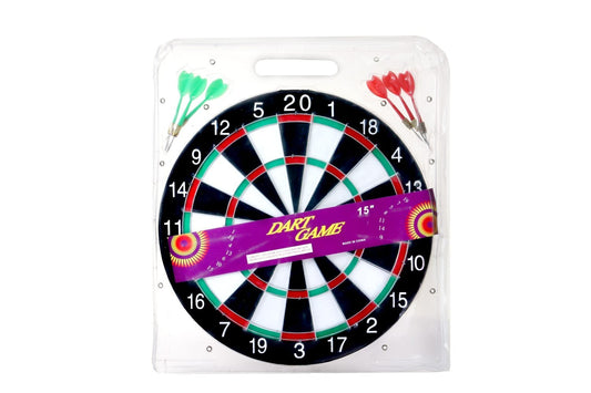 15" Dartboard Set with 6 Steel Tip Darts – Classic Target Game