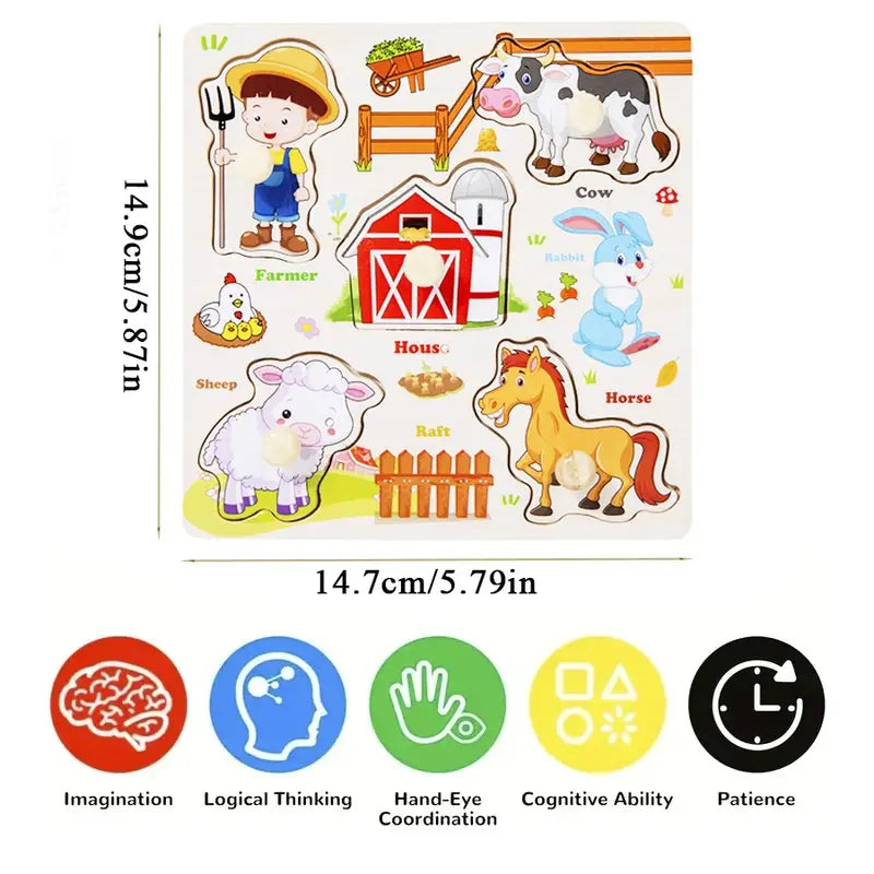 Farmhouse Peg Puzzle – Educational Wooden Animal Matcher for Early Development
