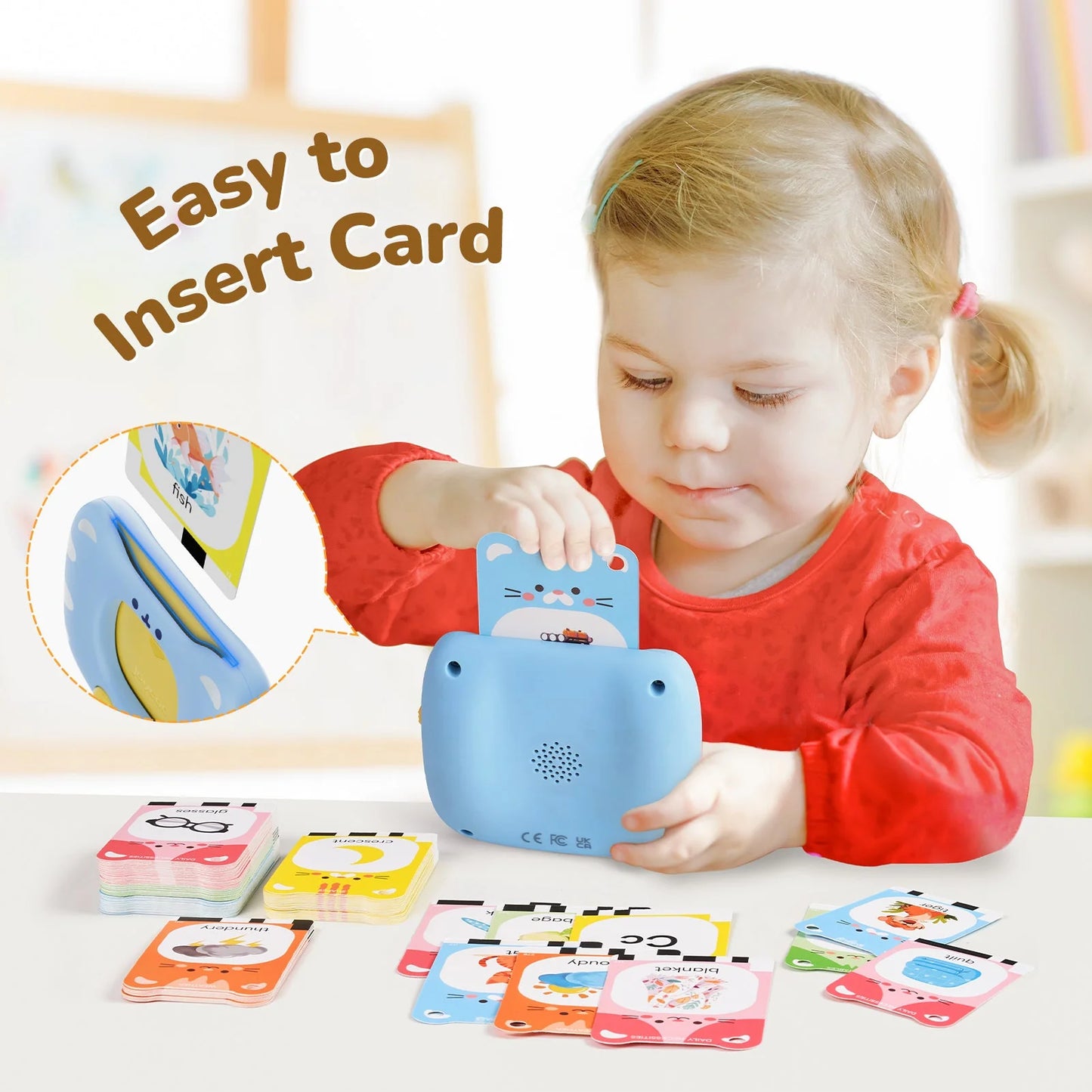 Funtopia Puzzle Card Spoker – Early Education Device with 112 Flashcards (224 Words) for Kids 3+
