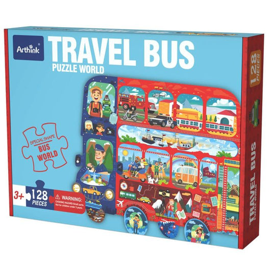Travel Bus Shaped Floor Puzzle for Kids – 128 Pieces
