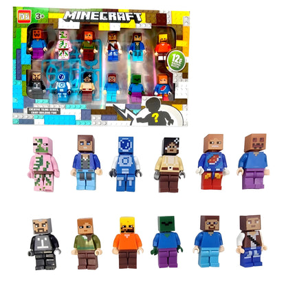 Minecraft Block Figures 12-Piece Toy Set – Creative Building Block Collection