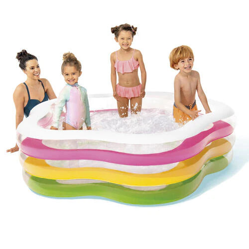 Intex Wet Set Collection Sunset Glow 4-Ring Inflatable Pool – Bright Rainbow Kids' Pool
