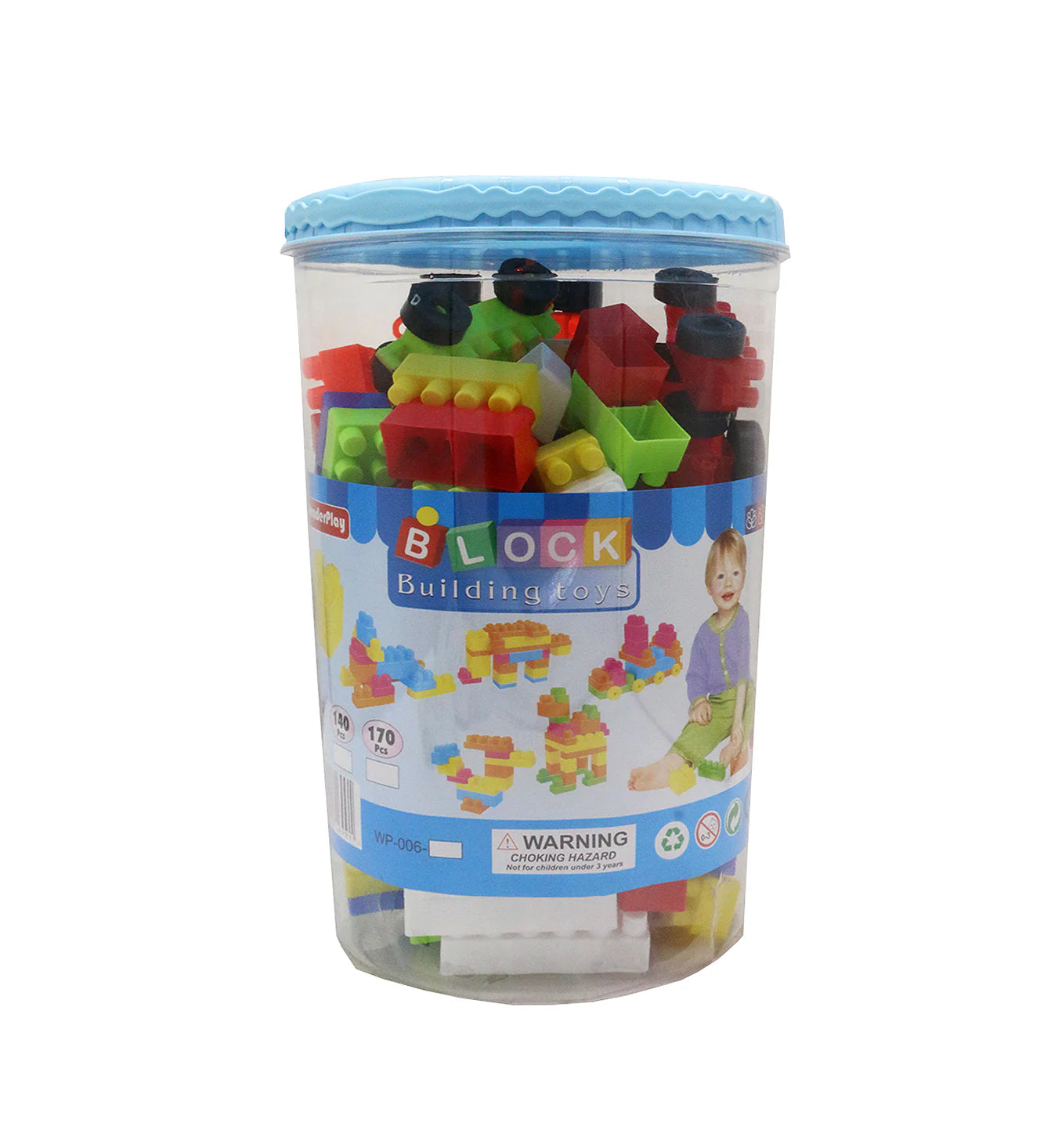WonderPlay 170-Piece Building Blocks & Vehicle Set - Educational Construction Toy in Jumbo Storage Tub