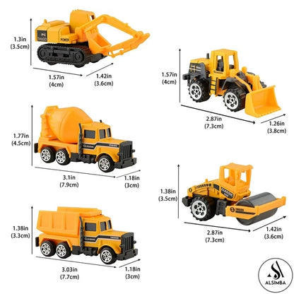 7-Piece Die-Cast Metal Construction Action Team Playset with Truck Trailer