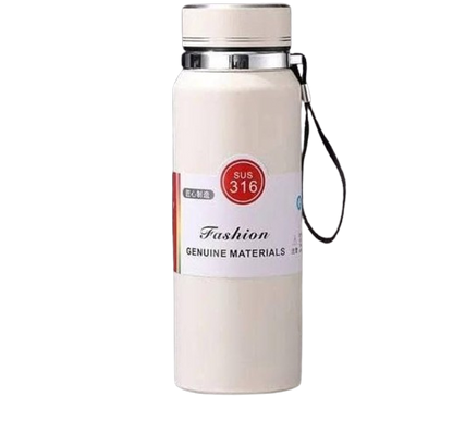 Elegant White SUS 316 Vacuum Flask with Wrist Strap