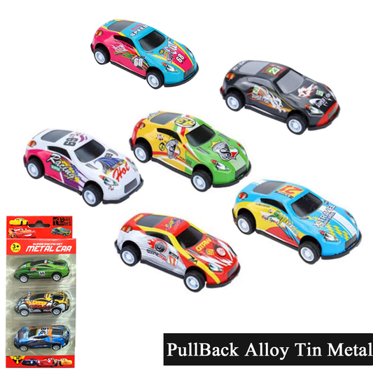 Pull Back Alloy Tin Metal Racing Cars - 5 Piece